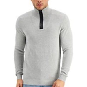 NWT Alfani Men's Quarter-Zip Sweater, Created for Macy's,Heather Gray Size Large